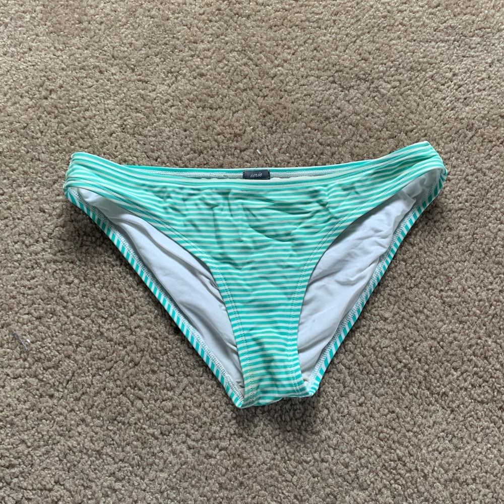 Aerie Green Striped Bikini Bottom